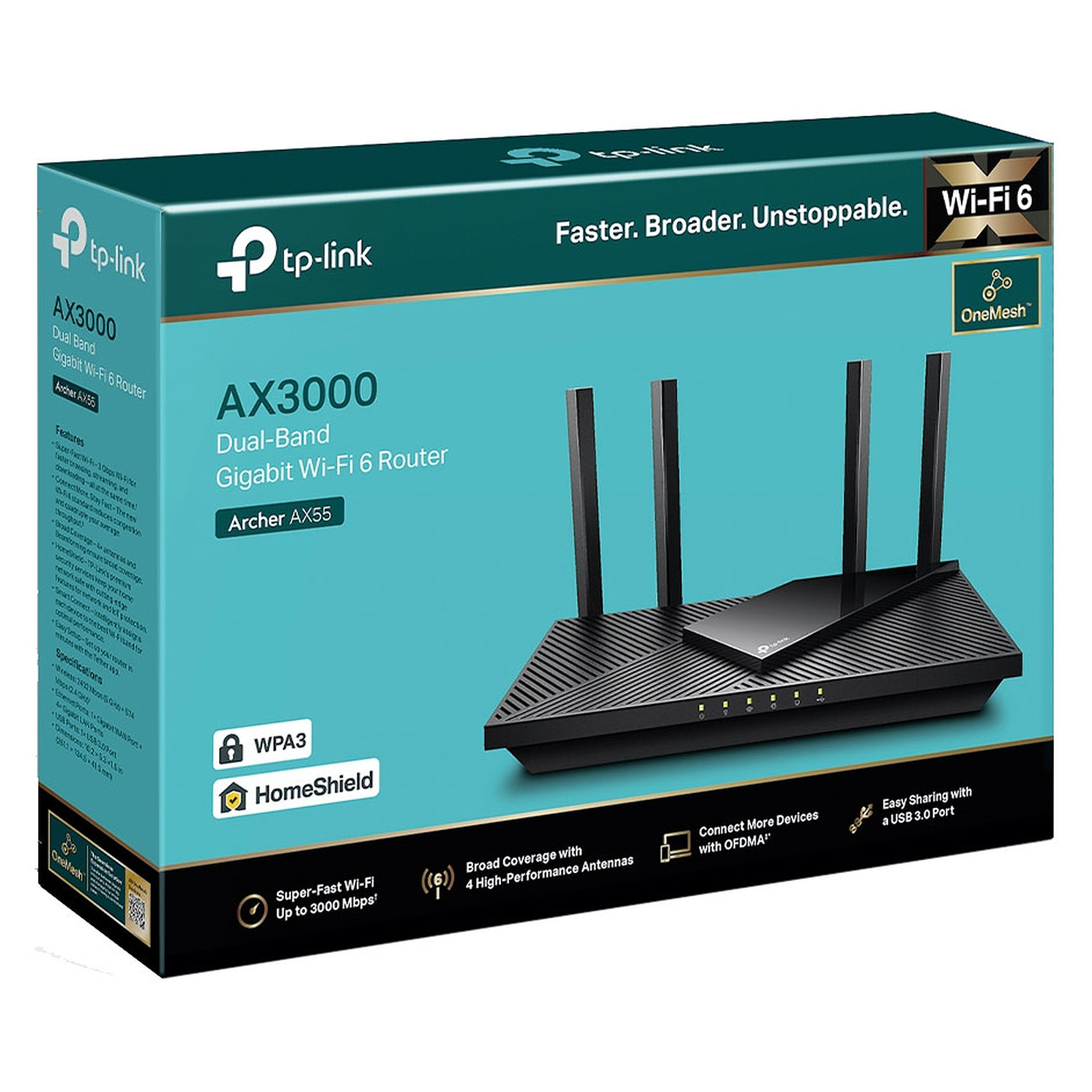 TP-LINK TL-AX55 AX3000 WIFI6 ROUTER thumbnail 2