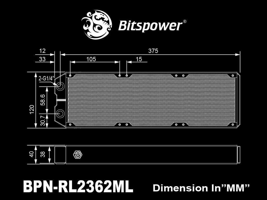 BITSPOWER LEVIATHAN II 360 RADIATOR W/SINGLE WAVE FINS 27MM thumbnail 4