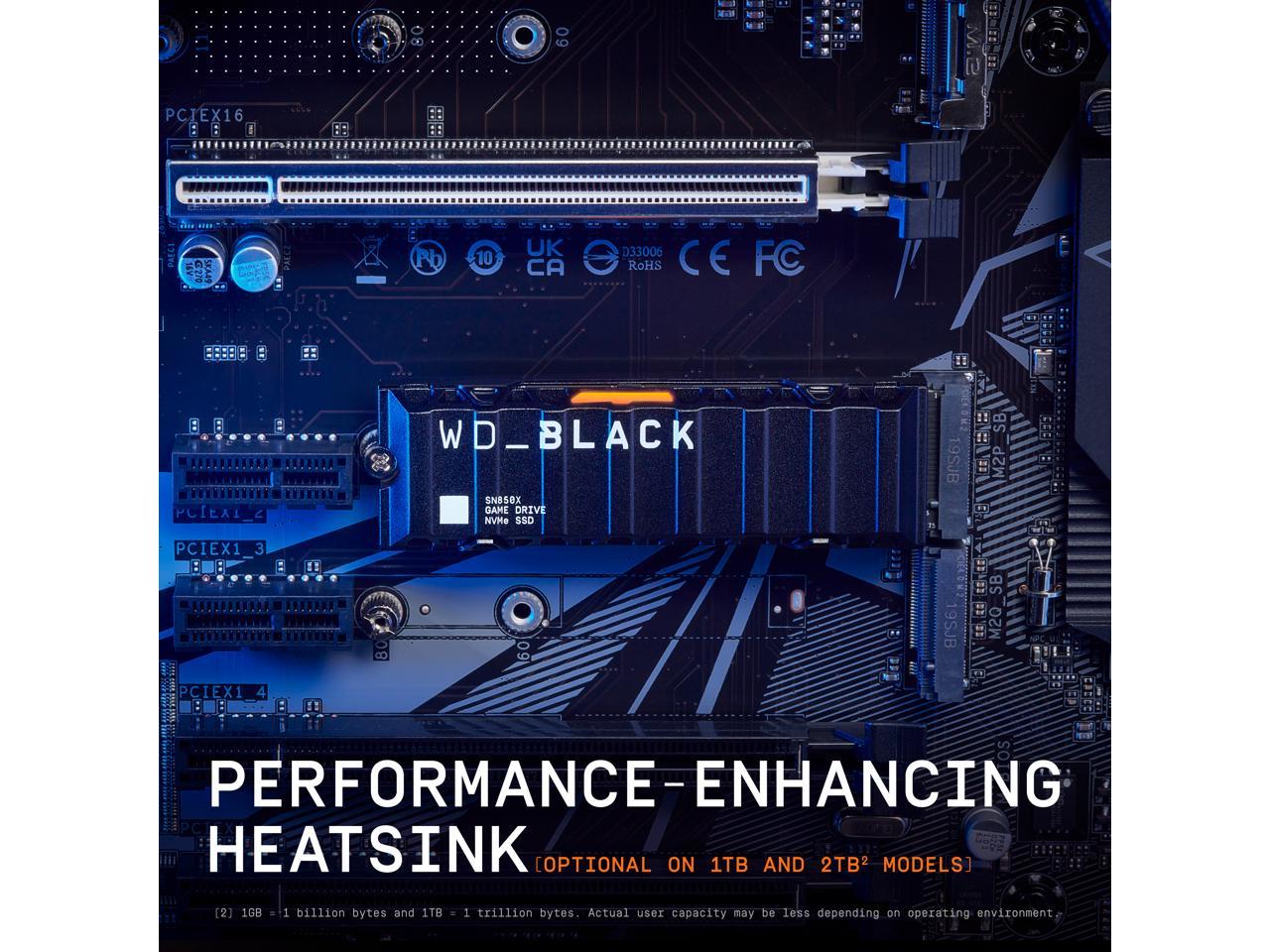 WESTERN DIGITAL BLACK SN850X NVME SSD M.2 1TB W/HEAT SINK thumbnail 3