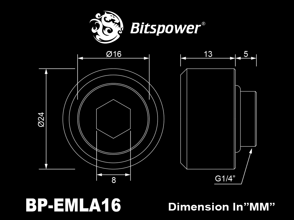 BITSPOWER G1/4" SILVER SHINING AVANCED MULTI-LINK FOR OD16MM thumbnail 3