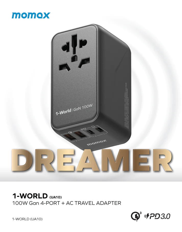 MOMAX 1-World 100W GaN 全方位快充旅行 UA10 (黑色) thumbnail 2