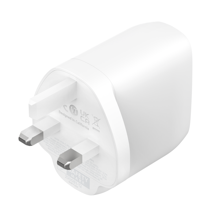 BELKIN DUAL 30W USB-C WALL CHARGER PD 60W PPS WHITE thumbnail 2