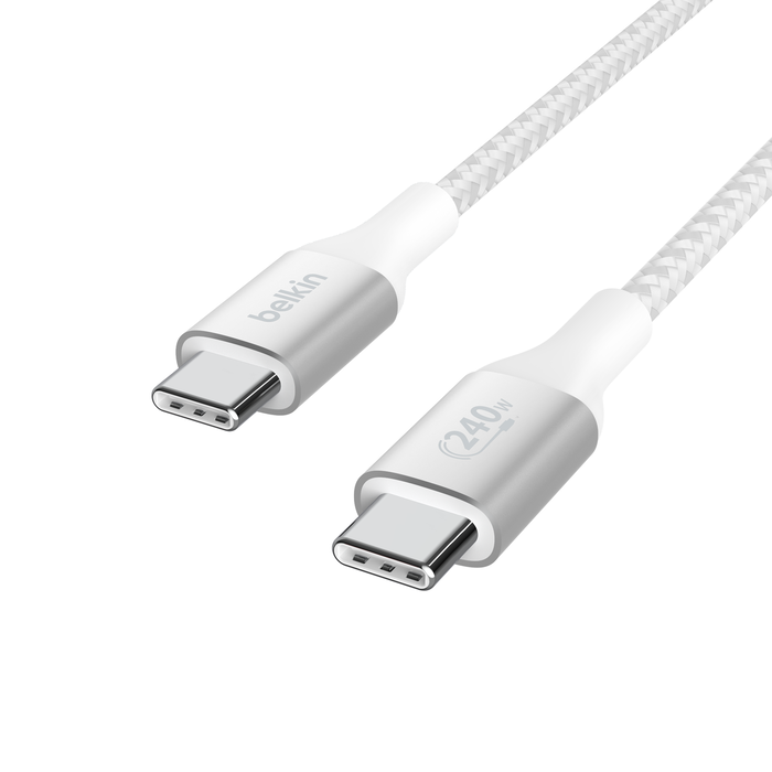 BELKIN 240W BRAIDED C-C CABLE 2M WHITE thumbnail 2