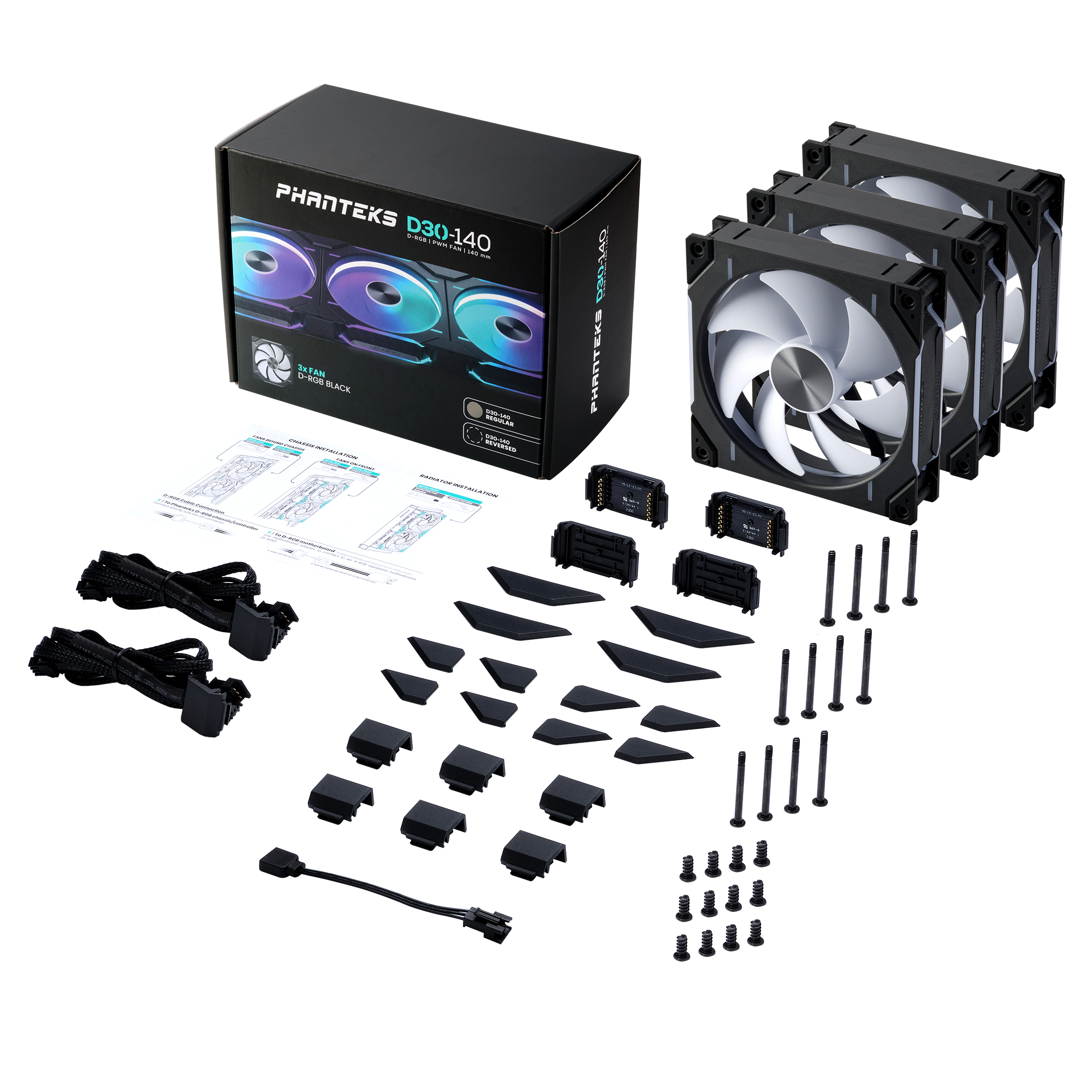 PHANTEKS D30 140MM PWM FAN REGULAR DRGB BLACK (3-PACK) thumbnail 9