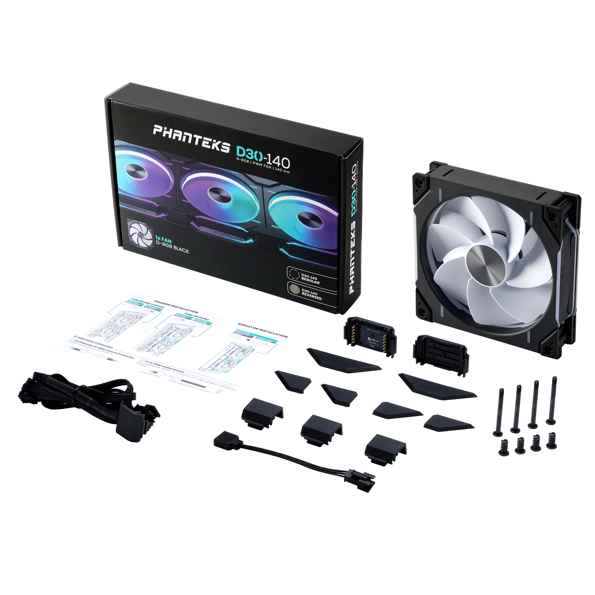PHANTEKS D30 140MM PWM FAN REVERSE DRGB BLACK (1-PACK) thumbnail 9