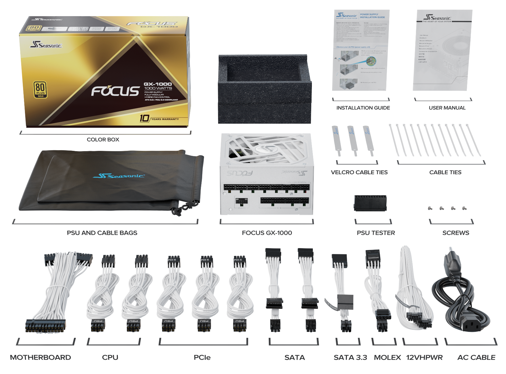 SEASONIC FOCUS 80 PLUS GOLD GX1000-ATX3.0 WHITE thumbnail 9