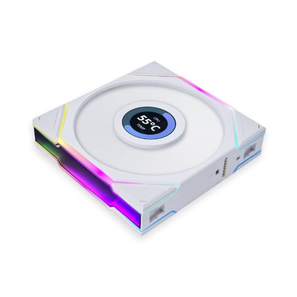 LIAN LI 120MM UNI FAN R12TL LCD REVERSE BLADE WHITE(1PACK) thumbnail 2