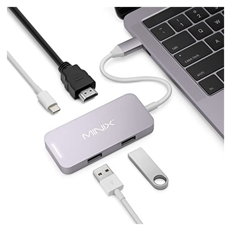 MINIX USB-C MULTIPORT SSD HUB, HDMI, USB3, 240G SILVER thumbnail 2