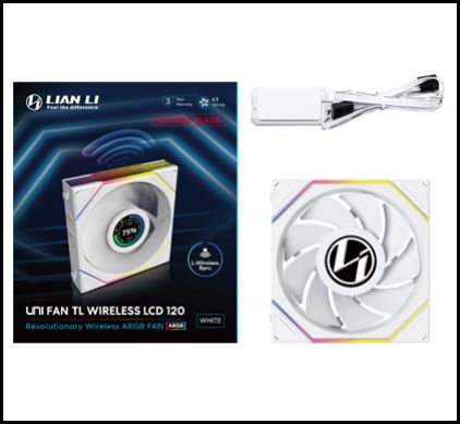 LIAN LI 120MM UNI FAN R12TL LCD REVERSE WIRELESS WH(1PACK) thumbnail 3