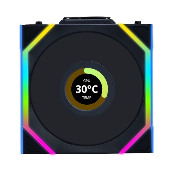 LIAN LI 120MM UNI FAN R12SL LCD REVERSE WIRELESS BK(1PACK) thumbnail 3