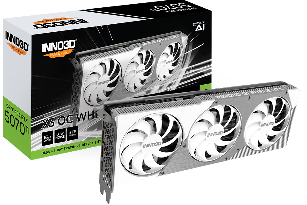 INNO 3D RTX5070TI X3 OC 16GB GDDR7 WHITE thumbnail 2