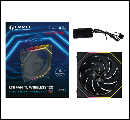 LIAN LI 120MM UNI FAN R12TL LED REVERSE WIRELESS BK(1PACK) thumbnail 2