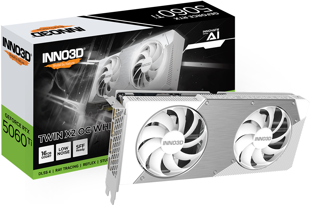 INNO 3D RTX5060TI X2 OC 16GB GDDR7 WHITE thumbnail 2