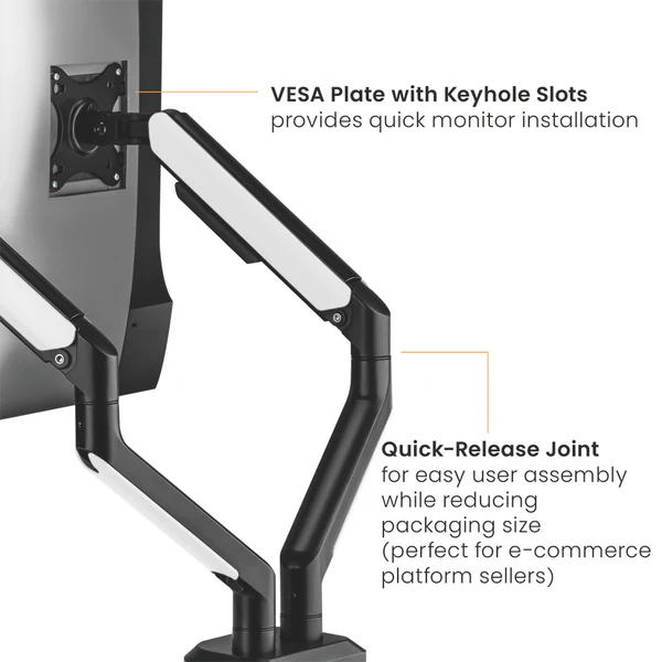 ELEMENTAL RGB GAMING MONITOR ARMS (DUAL) thumbnail 3