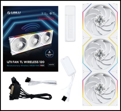 LIAN LI 120MM UNI FAN R12TL LED REVERSE WIRELESS WH(3PACK) thumbnail 2