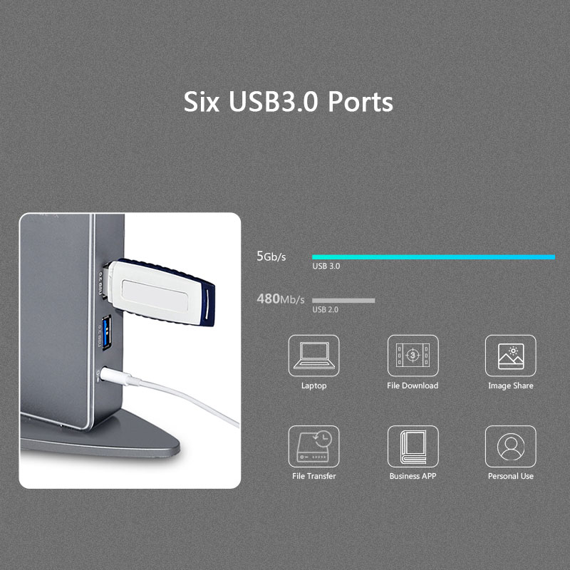 WAVLINK USB 3.0 Aluminum Universal Docking Station thumbnail 2