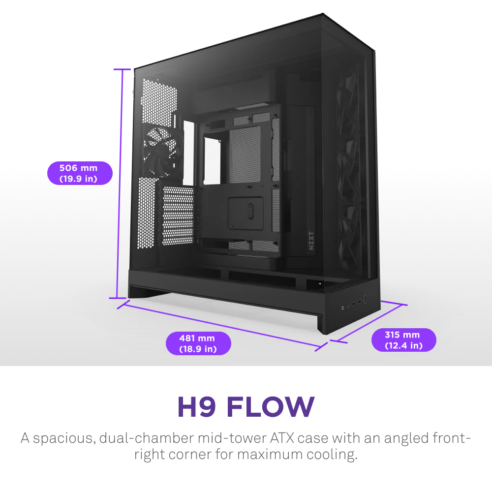 NZXT H9 FLOW V2 EDITION (2025) ALL BLACK thumbnail 2