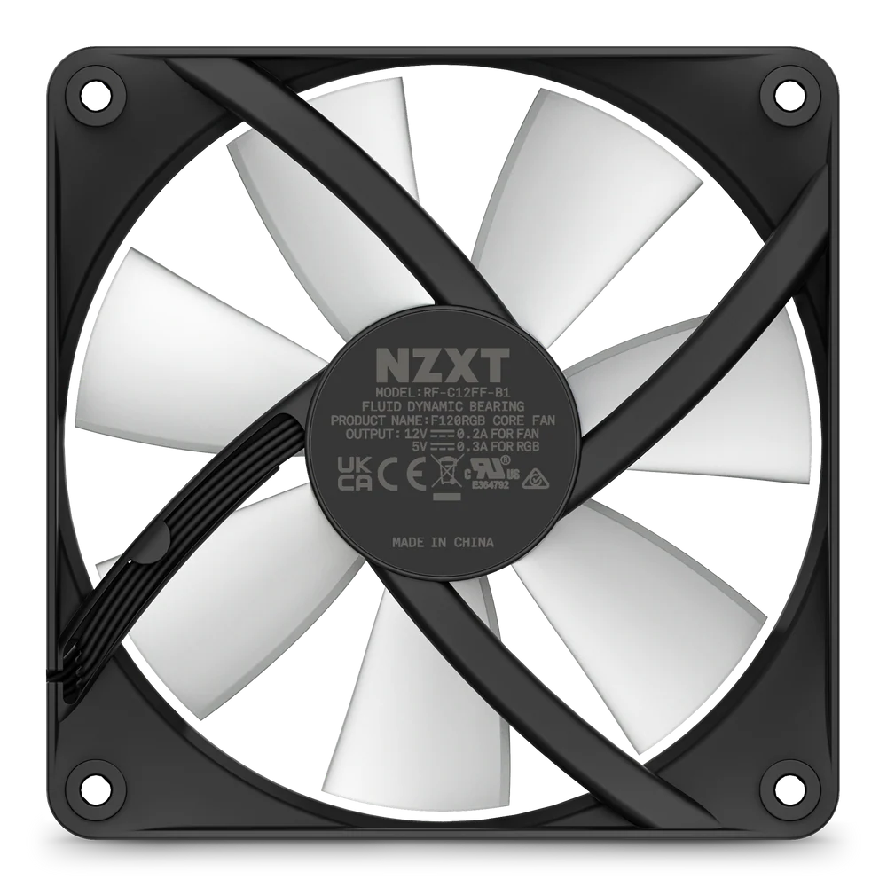 NZXT F120 RGB CORE 120MM HUB-MOUNTED RGB FAN BLACK thumbnail 6