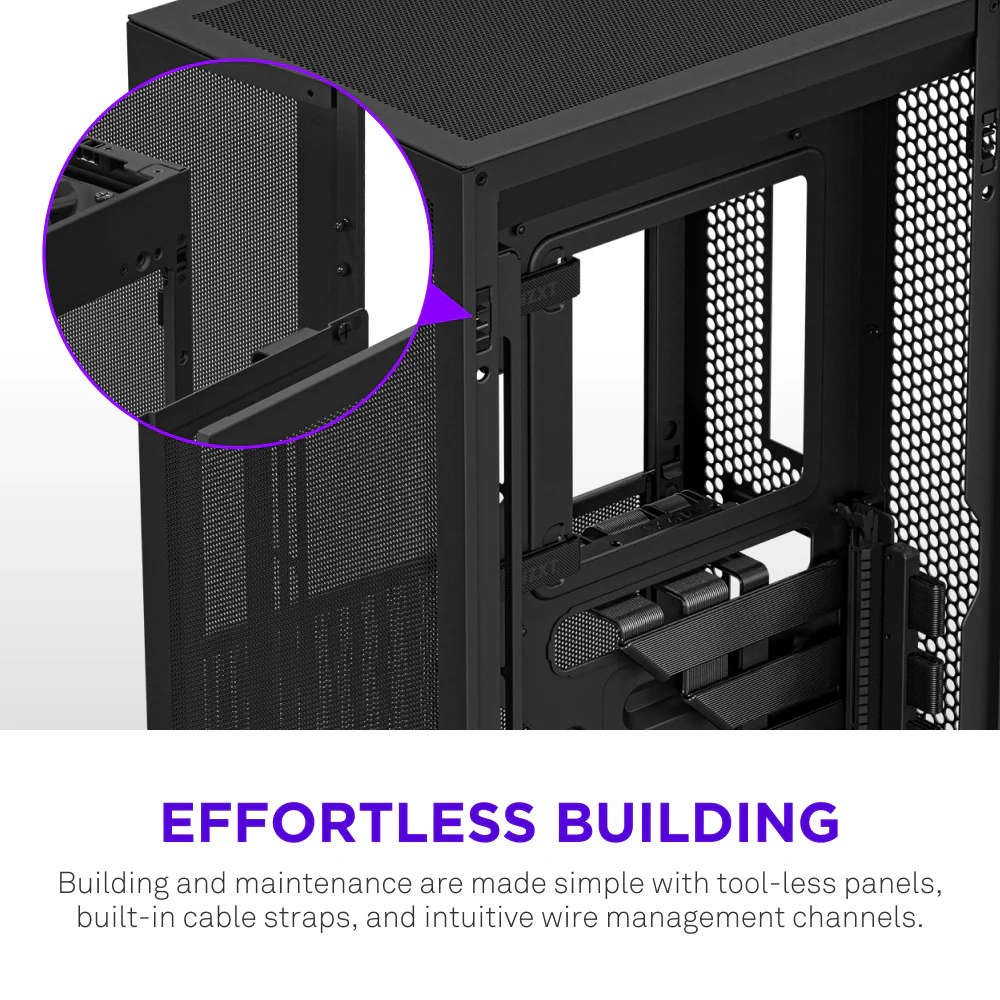 NZXT H2 FLOW MINI-ITX CASE W/PCIE5.0 RISER CABLE BLACK thumbnail 8
